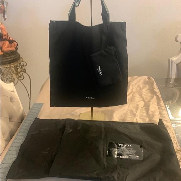 Prada Other - Prada Black Tote with Mint Interior with attached Baby NEW
